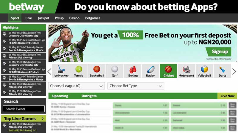 South African online betting at Betway bookmaker