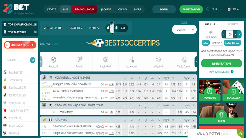 Best sports betting sites in Nigeria: 22Bet