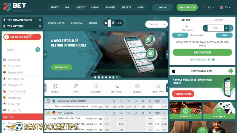 Online betting sites USA: 22Bet
