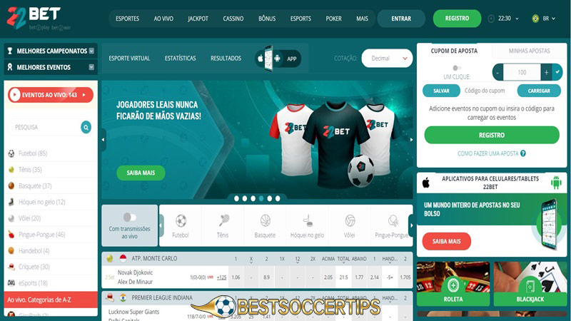 Best sports betting sites Brazil: 22Bet