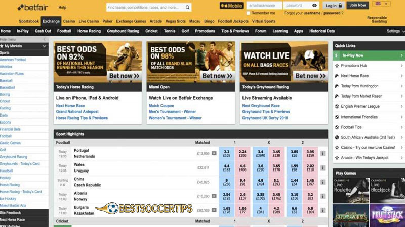 Colombia betting sites: Betfair