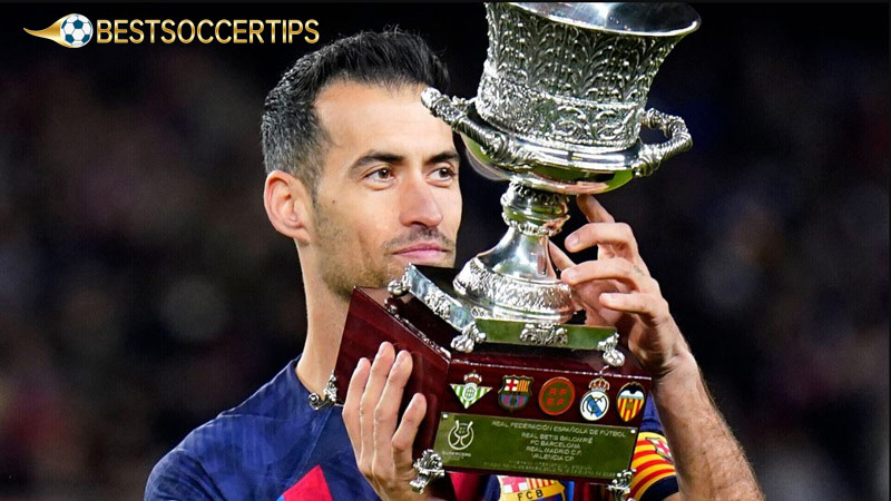 Player with most trophies in football: Sergio Busquets (36 trophies)