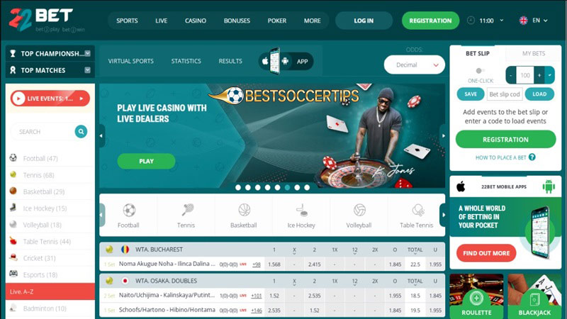 Betting sites in netherlands: 22Bet