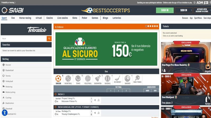 Italy betting sites: SNAI