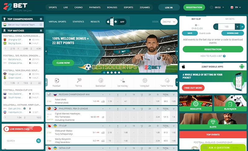 22Bet - Best sports betting sites for 18 year olds