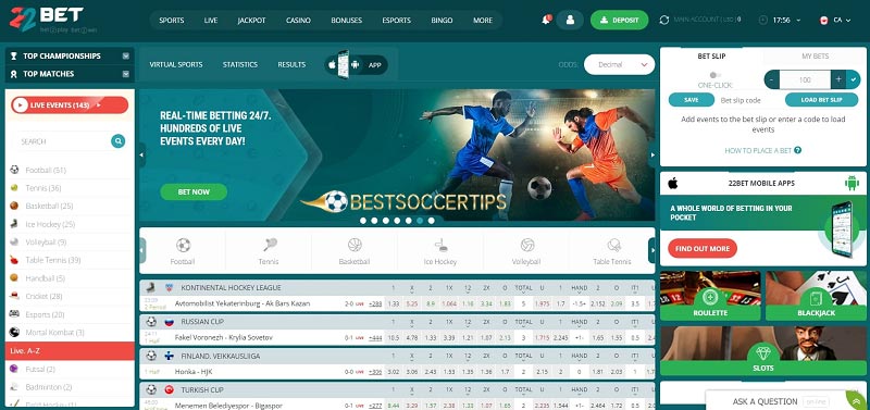 22Bet - Betting sites Serbia
