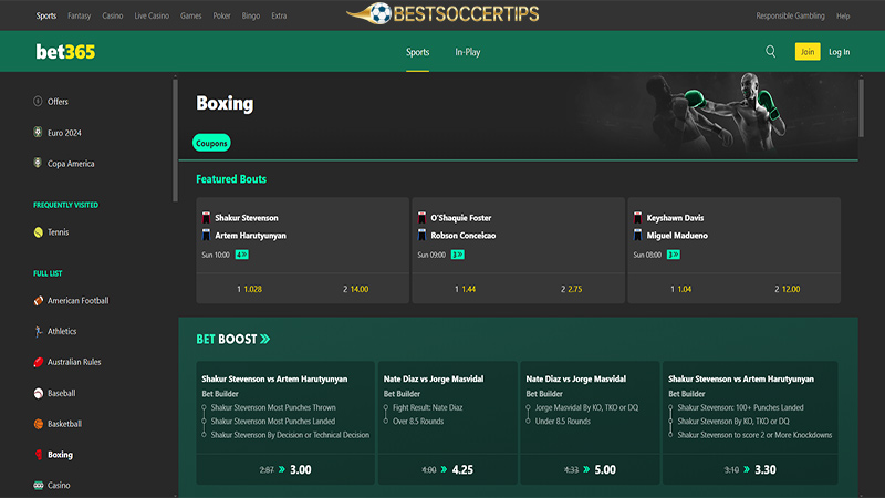 Best boxing betting app: Bet365 App