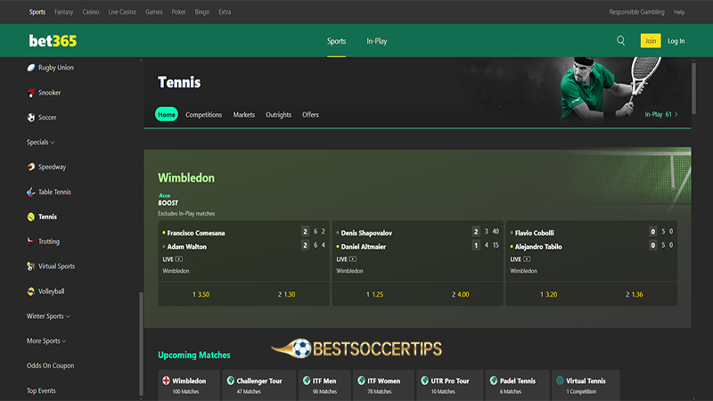 Best betting apps for tennis: Bet365 App