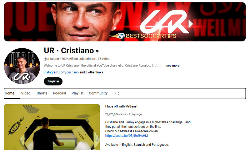 Cristiano Ronaldo make his youtube channel​