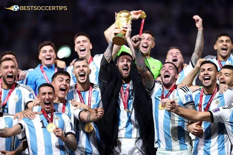 Messi winning world cup 2022 with Argentina