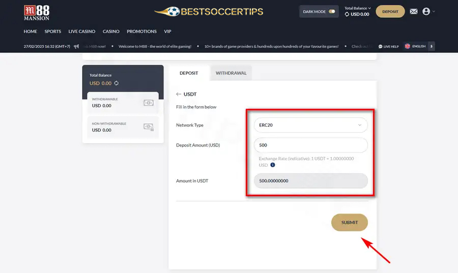 M88 bookmaker supports many deposit methods