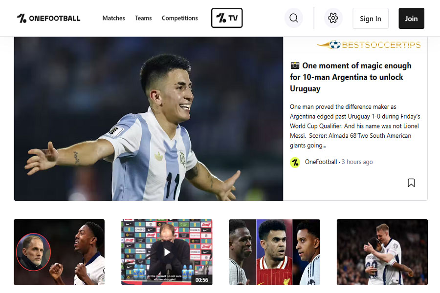 OneFootball provides free football news, scores and analysis, betting support