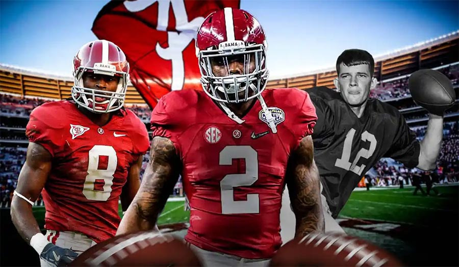 A collage of the greatest Alabama football players from past and present