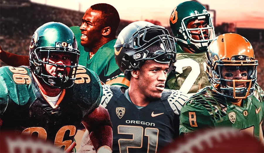 Group collage of the best Oregon Ducks football players